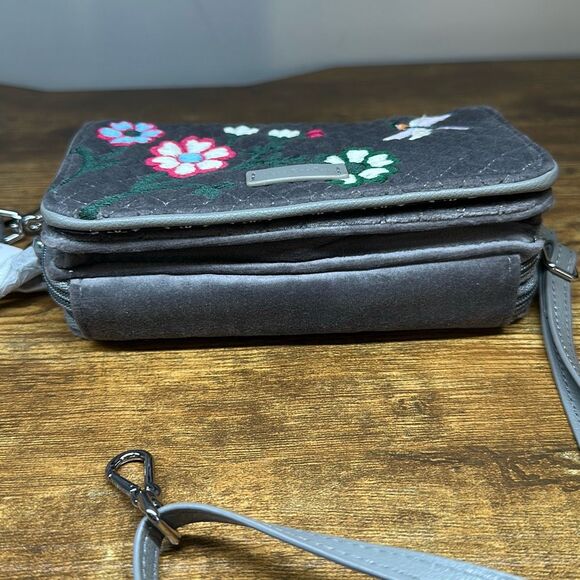 Vera Bradley Iconic RFID All in One Crossbody Wristlet Gray Dragonfly Flower NWT - Picture 6 of 10